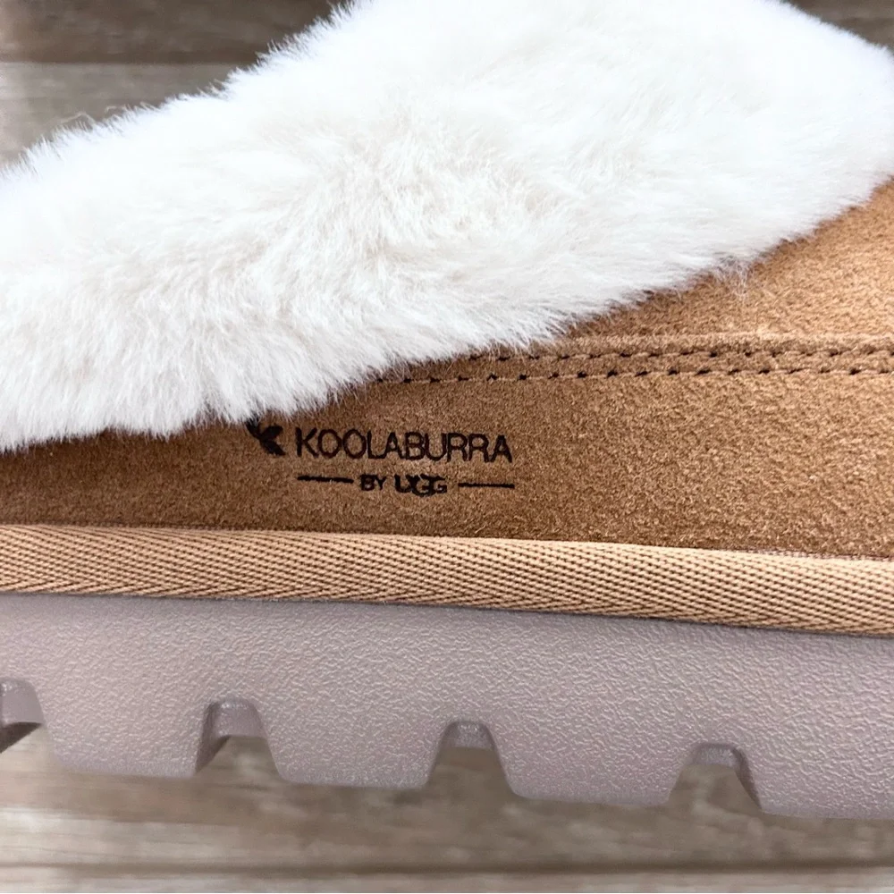Koolaburra Chestnut Suede Shearling-Lined Clog Mules - Picture 9 of 12